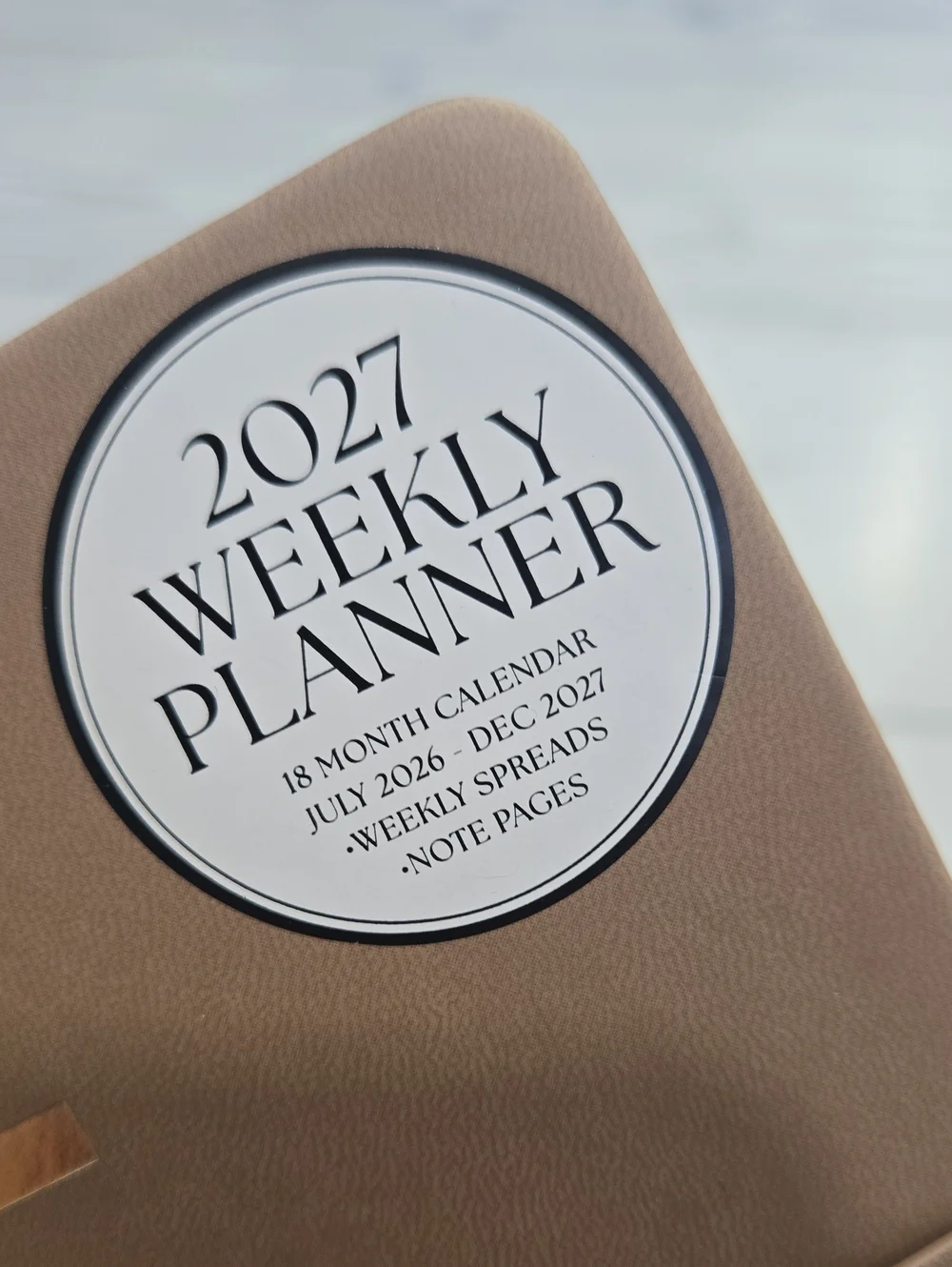 2027 Weekly Planner - Taupe with Gold Accents